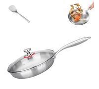 Plateful Titanium Pan With Lid, 12" Plateful Cookware, 100% Pure Titanium Pan For Cooking, Ultra-Durable & Scratch-Resistant, Naturally Non-Stick With Minimum Oil & Withs Lid (26CM,With lid)