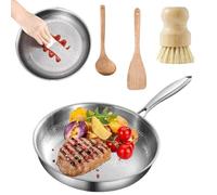 Plateful Titanium Pan With Lid, Plateful Titanium Pro Pan, Multifunctional Non-Stick Without Coating Cookware, Scratch-Resistant Durable Flat, Even Heat Cooking(Without lid,30cm/11.81in)