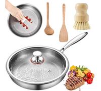 Plateful Titanium Pan With Lid, Plateful Titanium Pro Pan, Multifunctional Non-Stick Without Coating Cookware, Scratch-Resistant Durable Flat, Even Heat Cooking(With lid,32cm/12.6in)