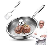 Plateful Titanium Pan with Lid, Pure Titanium Pan for Cooking, 12" Plateful Cookware, Non-Stick Hammered Pans Pro, Naturally Non-Stick for Every Cooktop (with lid,30cm)