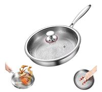 Plateful Titanium Pan with Lid, Titanium Hammered Pan Pro with Lid, 100% Pure Titaniums Pans for Cooking Titaniums Hammered Pans Pro, Multifunctional Ultra-Durable Frying Nonstick (With Lid,11.02in)