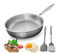 Platefull Titanium Pan, 100% Pure Titanium Pans for Cooking, Titaniums Cookware, Dishwasher-Friendly, No-Coating Nonstick Skillet Fast Even Heat, with Spatula for All Cooktops (Without Lid,28CM)