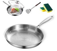 Platefull Titanium Pan with Lid, 2025 Upgraded Non-Stick Without Coating Titanium Pro Cookware, Hammered Pan Pro for cooking, Scratch-Resistant(10.24/11.02/11.81in) (11.81in,No Lid)
