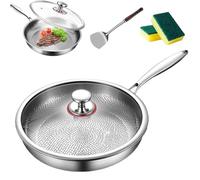 Platefull Titanium Pan with Lid, 2025 Upgraded Non-Stick Without Coating Titanium Pro Cookware, Hammered Pan Pro for cooking, Scratch-Resistant(10.24/11.02/11.81in) (10.24in,With Lid)