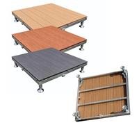 Platelage Composite Extérieur, Kit De Terrasse Flottante - Planches Modulaires Emboîtables, Plate-forme Surélevée, Cadre En Métal, For Balcon, Cour, Jardin(Browns)