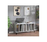Vidaxl Armoire À Disques Gris Béton 100x38x48 Cm Bois D'ingénierie Marron