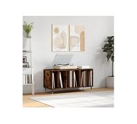 Platenkast 100x38x48 cm bewerkt hout gerookt eikenkleurig831745