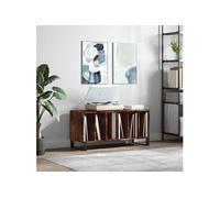 Platenkast 100x38x48 cm bewerkt hout gerookt eikenkleurig831761