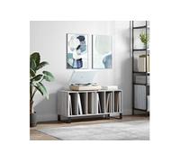 vidaXL Armoire à Disques, Support de Tourne-Disque, Armoire Latérale avec Rangement, Buffet de Salon, Moderne, Sonoma Gris Bois d'Ingénierie