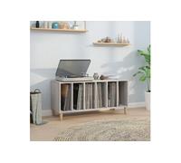 Armoire à Disques, Armoire Latérale avec Rangement, Meuble pour Tourne-Disque, Buffet de Salon, Industriel, Sonoma Gris Bois d'Ingénierie