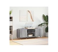 Platenkast 121x38x48 cm bewerkt hout grijs sonoma eikenkleurig831674
