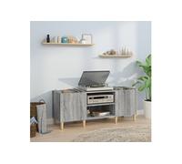 Platenkast 121x38x48 cm bewerkt hout grijs sonoma eikenkleurig831931