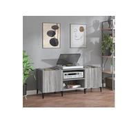 Platenkast 121x38x48 cm bewerkt hout grijs sonoma eikenkleurig831939