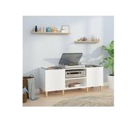 Platenkast 121x38x48 cm bewerkt hout hoogglans wit831927