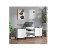 Platenkast 121x38x48 cm bewerkt hout hoogglans wit831935