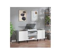 Platenkast 121x38x48 cm bewerkt hout wit831933