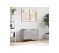 Platenkast 74,5x38x48 cm bewerkt hout grijs sonoma eikenkleurig831722