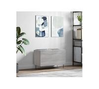 Platenkast 74,5x38x48 cm bewerkt hout grijs sonoma eikenkleurig831730