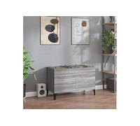 Platenkast 74,5x38x48 cm bewerkt hout grijs sonoma eikenkleurig831971