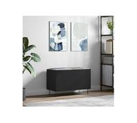 Vidaxl Armoire À Disques Noir 74,5x38x48 Cm Bois D'ingénierie Multicolore