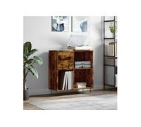 Platenkast 84,5x38x89 cm bewerkt hout gerookt eikenkleurig831777