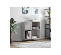 Platenkast 84,5x38x89 cm bewerkt hout grijs sonoma eikenkleurig831778