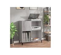 Armoire à Disques, Armoire Latérale avec Rangement, Meuble pour Tourne-Disque, Buffet de Salon, Industriel, Sonoma Gris Bois d'Ingénierie