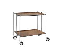 Desserte roulante et pliante 2 étages montants chromés plateaux stratifiés Loupe