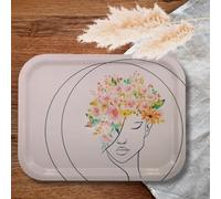 Platex - Plateau de Service Dame en Rose de 37 x 28 Cm Stratifié - Fabrication Française - Plateau Design Rectangulaire Décoratif pour La Table et Repas - Plateaux Élégants -Idéale pour l’Aperitif