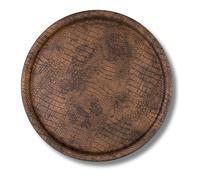 PLATEX - Plateau Limonadier Rond de Service en Croco Brun de 45 cm - Fabrication Française - Plateau Design Décoratif pour La Table - Plateaux Élégants - Antidérapant, Plusieurs Coloris Disponibles