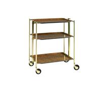 Platex Table 3 Étages Montants Dorés Plateaux Loupe Foncée