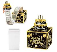 PLATEYTR 1 x Boîte Cadeau Argent d'anniversaire 30 Sacs Transparents Autocollants, boîte Cadeau, boîte Cadeau Argent d'anniversaire, boîte Cadeau Surprise d'anniversaire