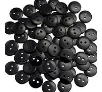 PLATEYTR 100 pièces de Boutons Ronds en Résine Noirs à 4 Oeillets, Boutons de Base pour Tricoter, Coudre, Décoration, Artisanat, 9mm