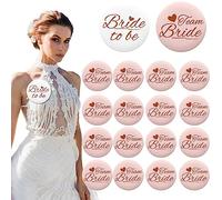 PLATEYTR Badges EVJF, Kit de Mariage Accessoire EVJF, Broche Douche de Nuptiale, 1PCS Badge“Future Mariée”+17PCS Badge“Team de la Mariée” Décoration, Cadeaux de Demoiselle d'honneur, Hen Party