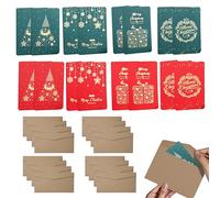 PLATEYTR Cartes de Noël lot de 16, Cartes de Vœux de Noël Pliées avec Enveloppes, avec enveloppes kraft 220x170mm pliées - Cartes vœux designs assortis pour famille amis entreprise décoration