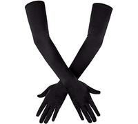 PLATEYTR Gants Longs Élastiques de Femme pour Mariage Soirée Mariage Satin Accessoire de Robe Année 1920s Style gants charleston Classique pour Mariage Soirée Opéra Taille Élastique