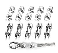 PLATEYTR M4 Duplex Clips Serre-Câbles, 10 Pièces Pinces De Câble Métallique Duplex en Acier Inoxydable 304, Câble à Pince 4mm pour Cordes à Linge en Câble Métallique, Voiles de Soleil