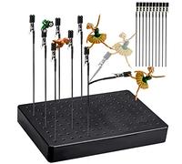 PLATEYTR Pince Crocodile Peinture 10Pcs 19CM Pince à Peinture pour Aérosol avec Support de Base pour Aérographe, Pinces Crocodiles Fixation pour Cartes, Loisirs, Photos, Mémo, Base 20x15 CM