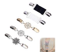 PLATEYTR Pinces à Pull Vintage Lot de 5 - Accessoires pour Robe et Gilet - Styles Longs et Courts - Noir Blanc Argent - Clips élégants pour Tenues de soirée, Bureau, Mariage
