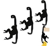 PLATEYTR Porte-Banane Singe 3 pièces, Crochet à Banane, Porte-Banane Singe Amusant, Gadgets de Cuisine pour Suspendre des Bananes, des Raisins et d'autres Fruits