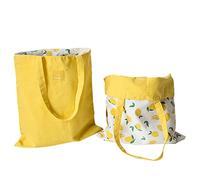 PLATEYTR Sac en Toile Double Face en Coton et Lin,Sac en Tissu, Sac à provisions, Coton épaule Double poignée Toile Messenger Bag pour Femme, Enfant(Citron,31 * 10 * 31cm)