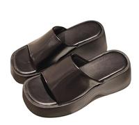 Platform Sandals for Women 2025 Summer Black Open Toe Sandals with Arch Support Comfortable Plantar Fasciitis Summer Beach Walking Slide(Schwarz,38 EU)