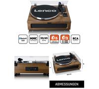 Platine Disque Vinyle - LENCO - TT-110BKRD - Bluetooth 5.0 - 2 haut-parleurs intégrés - Vintage Bois