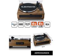 Platine Disque Vinyle - LENCO - TT-110BKRD - Bluetooth 5.0 - 2 haut-parleurs intégrés - Vintage Bois