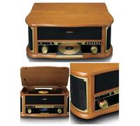 Platine Disque Vinyle Rétro Vintage Bluetooth RETRO BOIS avec Radio -DAB+-FM-USB-RCA/AUX-Télécommande-Lecteur CD