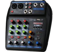 Platine DJ, Console de mixage portable 4 canaux, carte de mixage avec interface USB BT 48 V for DJ, PC, MP3, phone
