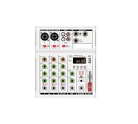 Platine DJ, Mini mixeur numérique professionnel 4 canaux, console DJ avec port USB, mixeur portable for mixage live et chant(blanc)