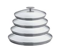 PLATINE Série 4 couvercles Verre cerclé Inox Cristel D 14 à 20 cm