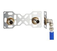 FIXSYSTEM Kit platine de sortie cloison pour tube Multicouche à Compression (à Visser) Ø16 - sorties entraxe 150 millimètres mâle 20x27 (3/4) pour robinet Douche/Baignoire - Installation visitable