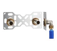 FIXSYSTEM double : kit complet de fixation d'un robinet mural entraxe 150 mm Coudes d'alimentation à compression sur tube PER NOYON & THIEBAULT - Ø 16 mm, sortie mâle 3/4' (20x27) - 3315-16PL1